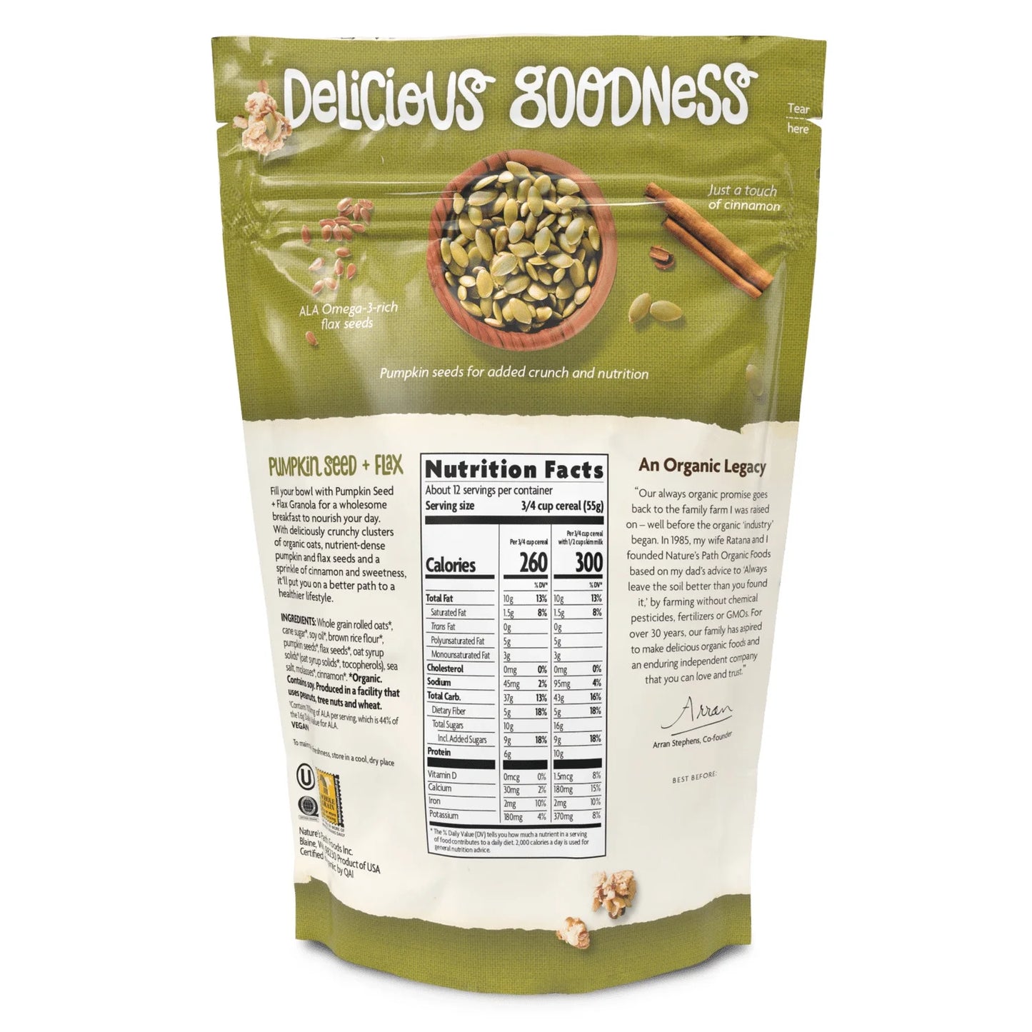 Nature's Path Organic Pumpkin Seed Plus Flax Granola 24.7oz Pouch