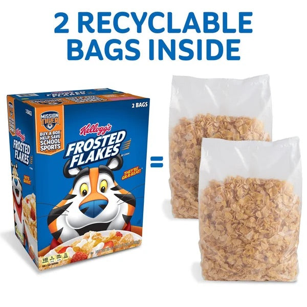 Kellogs Frosted Flakes, 2 Bags, 55 oz