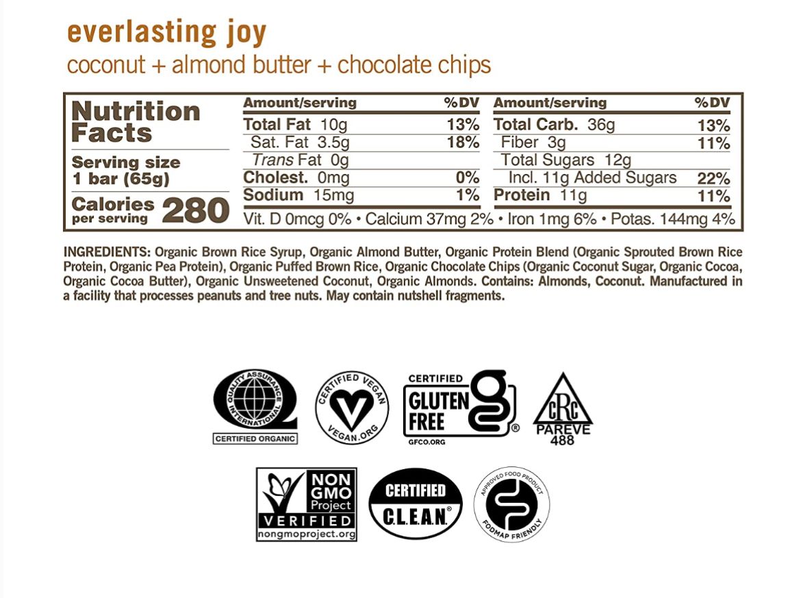 GoMacro Coconut + Almond Butter + Chocolate Chips, 12 Pack