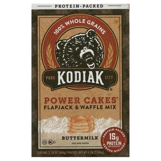Kodiak Power Cakes, Flapjack & Waffle Mix, Buttermilk, Contains 3, 24 oz (680 g) (2 PACK)