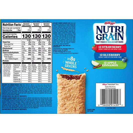Nutri-Grain Bars Variety Pack, 1.3 oz., 36 pk.